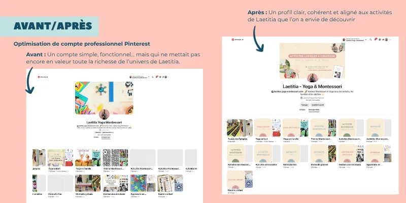 Avant après optimisation compte pinterest 2